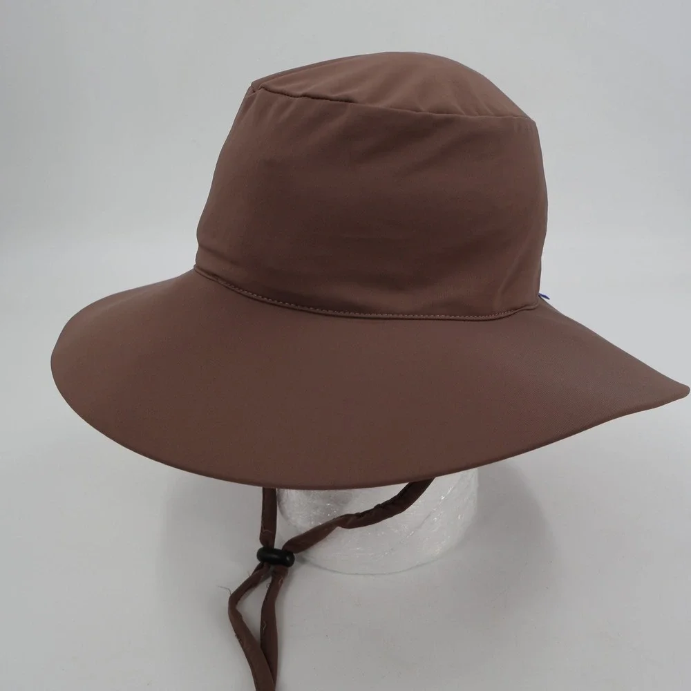 Wallaroo Hat Company Aqua Hat Womens OS Brown Lycra Wide Brim Sun Hat Chin Strap